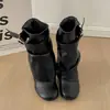 Botas Martin estilosas de salto grosso para mulheres, nova coleção de outono 2026, com estilo de calça, design plissado e comprimento até a panturrilha ou tornozelo.