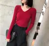 Outono Inverno Novo Gola Roupa Íntima Suéter Feminino Primavera Outono Fino Emagrecedor Manga Longa Base Malha Top Preto