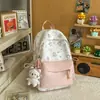 Mochila para Secundaria y Preparatoria, Estilo Coreano, Ligera, Fresca y Sencilla, Gran Capacidad, Estampado de Niña Linda, Estilo Académico, Mochila de Doble Hombro