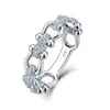 Anillo de Cadena de Plata S925 Completamente Incrustado con Moissanita, Lujo Ligero Diseño Hueco de Nariz de Cerdo, Versátil para el Viaje Diario, Estilo Femenino