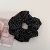 Novo Estiloso Versátil Preto e Branco Bolinhas Chiffon Elástico de Cabelo Coreano Retro Chique Iluminador Scrunchie Acessório de Cabelo