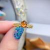 Novo anel prata 925 banhado a ouro 18k cravejado granada fanta natural anel torre de açúcar moderno uma geração