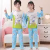 Pijamas de niña, primavera y otoño, jersey de cuello redondo con dibujos animados, ropa de casa de manga larga, traje para niños y niñas, ropa de casa