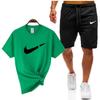 Traje deportivo informal de manga corta con camiseta de manga corta y parte superior de algodón para hombre de verano transfronterizo en stock