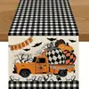 Camino de mesa de Halloween más vendido de Temu transfronterizo, mantel decorativo navideño de lino, alfombrilla de té de gama alta para mueble de TV