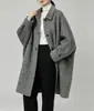 Casaco de Lã Suli Manga Morcego Estilo Coreano Oversized Dupla Face Outono Gola Boneca Acolchoado Solto Peça de Roupa Externa