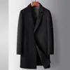 Abrigo de Hombre 2026 Otoño e Invierno 100% Lana Longitud Media Juventud Negocios Gabardina de Lana a Doble Cara Color Sólido Chaqueta Casual