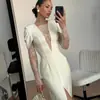 Comercio Exterior Transfronterizo Moda Estilo Europeo y Americano Malla Hueca Encaje Sexy Empalme Adelgazante Vestido de Chica Atrevida con Abertura