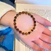 Pulsera de Piedra Ojo de Tigre Piedra Natural Estilo Nuevo Otoño e Invierno, Cuentas Redondas Geométricas Retro, Joyería de Mano Simple Apilable
