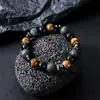 Pulseira de Pedra Olho de Tigre e Pedra Vulcânica Transfronteiriça para Homens, Pulseira da Moda Tendência Quente Transfronteiriça para Mulheres, Joia Versátil de Alta Qualidade