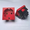 Tomada de Parede Europeia Vermelha Padrão Europeu D-01-45 Tamanho 45*45 Tomada AC Tomada para Móveis, Tomada de Mesa