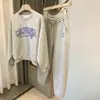 Traje Deportivo Casual para Mujer, Sencillo 2026 Primavera y Otoño Nueva Moda Sudadera Holgada Estampada y Pantalones Largos Conjunto de Dos Piezas
