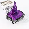 Decoração de Halloween Renda Lantejoula Chapéu de Bruxa Faixa de Cabeça Chapéu de Festa Mágica de Bruxa Faixa de Cabeça Festa à Fantasia
