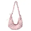 Bolsa Plissada de Nylon Transfronteiriça para Mulheres, Grande Capacidade, Novo Modelo 2026, Estilo Coreano Casual, Bolsa Transversal de Nicho, Bolsa Dumpling para o Dia a Dia