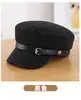Sombrero de Montar Británico de Estilo Otoño e Invierno con Hebilla y Copa Plana Gorra Plana Retro Literaria de Ala Corta Gorra Octagonal de Repartidor