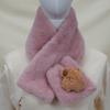 Bufanda de Invierno para Mujer Felpa a Prueba de Frío Gruesa Bufanda Pequeña para el Cuello Imitación Piel de Conejo Rex Cruz Cálida Bufanda Manga para el Cuello de Color Sólido