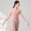 Ropa de Baile de Danza Moderna Tops Ajustados de Manga Larga y Corta Ropa Étnica de Práctica de Danza China Conjunto Moldeador para Mujer