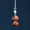 Talla de palisandro de hoja pequeña animal guardián del Zodiaco de dibujos animados bestia cadena para teléfono móvil sándalo colgante para mochila de pareja
