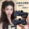Acessório de Cabelo Pequeno Laço Preto Princesa, Grampo de Cabelo Estilo Coreano para Franja Lateral Tendência, Presilha de Cabelo Fresca e Delicada