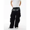 Comércio transfronteiriço Calça de trabalho Letter Design Masculino Tendência Toque Feminino Múltiplos Bolsos Estilo Fino Cauda Impressão de Cauda Verão Estilo Americano Loja
