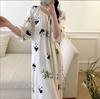 Pijama Floral Chino Nuevo Manga Larga Algodón Seda Camisón para Mujer Primavera y Verano Suelto Estilo Chino Algodón Seda Verano Talla Grande Ropa para el Hogar