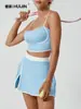 Trajes Deportivos Europeos y Americanos Transfronterizos, Faldas de Tenis para Mujer, Sujetadores Deportivos de Color Contrastante, Ropa Interior de Espalda Bonita, Faldas Cortas, Conjunto de Dos Piezas de Ropa de Yoga
