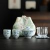 Tazón de Té de Cerámica con Esmalte Inferior y Diseño de Bambú Pintado a Mano, Taza de Té de Cerámica Hecha a Mano para Uso Doméstico, Resistente al Calor, Tazón de Té Kung Fu de Pared Delgada