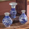 Vaso de cerâmica antigo azul e branco de Jingdezhen pintado à mão para arranjo de flores na sala de estar, ornamentos de coleção, decoração para casa chinesa