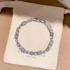 Pulseira Brilhante com Fecho Redondo de Zircônia, Pulseira Exclusiva de Alta Qualidade na Moda, Joia Feminina Versátil Elegante de Luxo Leve