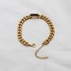 Pulseira Europeia e Americana Estilo Ins Corrente Grossa Aço Titânio Madrepérola para Mulheres, Joia Hip-Hop Ouro 18K, Não Desbota, Design Geométrico Feito à Mão