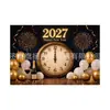 Tela de fondo Feliz Año Nuevo 2027 Tela colgante temática de Año Nuevo Europeo y Americano Pancarta de celebración de festival