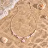 Conjunto de Colar e Pulseira de Estrela do Mar e Tartaruga de Cerâmica Elemento Oceano Flor de Argila Polimérica Estéreo Joias Trançadas Ajustáveis
