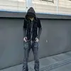 Sudadera con capucha de manga raglán ajustada de subcultura para hombre y mujer, Otoño/Invierno, Patchwork a rayas, Falso dos piezas, Manga larga, Top Napoleón