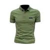 Camisa Polo Masculina de Manga Curta de Verão Transfronteiriça, Simples, de Alta Qualidade, Versátil, Estampada com Letras, Camiseta Casual Juvenil da Moda com Gola