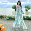 """Férias no Sul da França""" Vestido Slim Estampado de Verão Estilo Férias Vestido de Alcinha Mulher"""