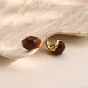 Pendientes de botón Ovalados de Resina con Gradiente Retro de Lujo Ligero para Cara Ancha, Pendientes de Moda para Influencers, Pendientes de Alto Nivel para el Viaje Diario, Pendientes con Temperamento para Mujer