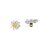 Pendientes de plata S925 con diseño de abeja pequeña y girasol fresco de Han Feng para verano, asimétricos, dulces y lindos, con forma de animal.