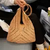 Estilo Preguiçoso, Sensação Relaxada, Bolsa de Tecido de Grande Capacidade para Mulheres, Bolsa de Ombro para Praia de Férias de Verão no Litoral, Bolsa Tote de Palha