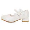 Zapatos de Cuero para Niñas Estilo Chanel, Elegantes Zapatos de Baile de Princesa de Moda Transfronterizos, Elegantes Zapatos de Tacón Alto Individuales para Niñas, Zapatos de Cuero para Niños Pequeños