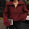 Suéter Transfronterizo Estilo Europeo y Americano Otoño e Invierno 2026 Nuevo Suéter de Punto Trenzado Cuello Alto Medio Cremallera Estilo Holgado Perezoso Top de Punto