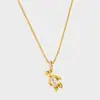 Colar com Pingente de Urso Cravejado de Diamantes Dourado em Aço Inoxidável Popular Europeu e Americano Joias de Animal Desenho Animado Fofo Venda por Atacado