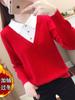 Suéter Falso de Duas Peças Feminino Outono e Inverno Pulôver Costura Solto Slim Base Suéter Moda Top Interno Moda Feminina