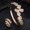 Rakol Estilo Ins Design de Nicho Cobre com Formato Especial Inlaid Zircônio Gota d'Água Fileira Redonda Conjunto de Anel Pulseira Banhado a Ouro 18K