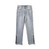 Pantalones Vibe Estilo Urbano Americano con Abertura Lateral con Cremallera Jeans para Hombre Abotonados Rectos Tendencia High Street