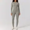 Conjunto de Roupa de Yoga Duas Peças Secagem Rápida Escovado Transfronteiriço, Conjunto de Roupa de Yoga Cor Sólida Gola Redonda Sensação de Pele Nu, Conjunto de Roupa para Esportes e Fitness