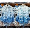 Vestido artístico azul tie-dye hecho a mano de Radix Isatidis de planta pura original, sobrecapas exteriores protectoras solares