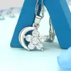 Colar de Estrela e Lua para Mulheres, Design de Nicho, Corrente de Clavícula Versátil da Moda com Acessório de Joia com Pingente Micro-Incustado em Estoque