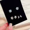 Pendientes de Mariposa y Flor Azul, Set de Tres Piezas de Pendientes de Lujo Ligero y de Alta Gama, Frescos y Dulces, Pendientes Versátiles para el Día a Día