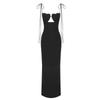 En Stock Verano Nuevo Estilo Largo Negro Estilo Europeo y Americano Vestido de Vendaje Sexy de Gama Alta para Mujer con Cintura Alta y Efecto Adelgazante.