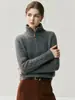 Suéter de Lã Tricô de Marca 2026 Outono/Inverno Gola Alta Meio Zíper Tricô Torcido Feminino Agradável à Pele Quente